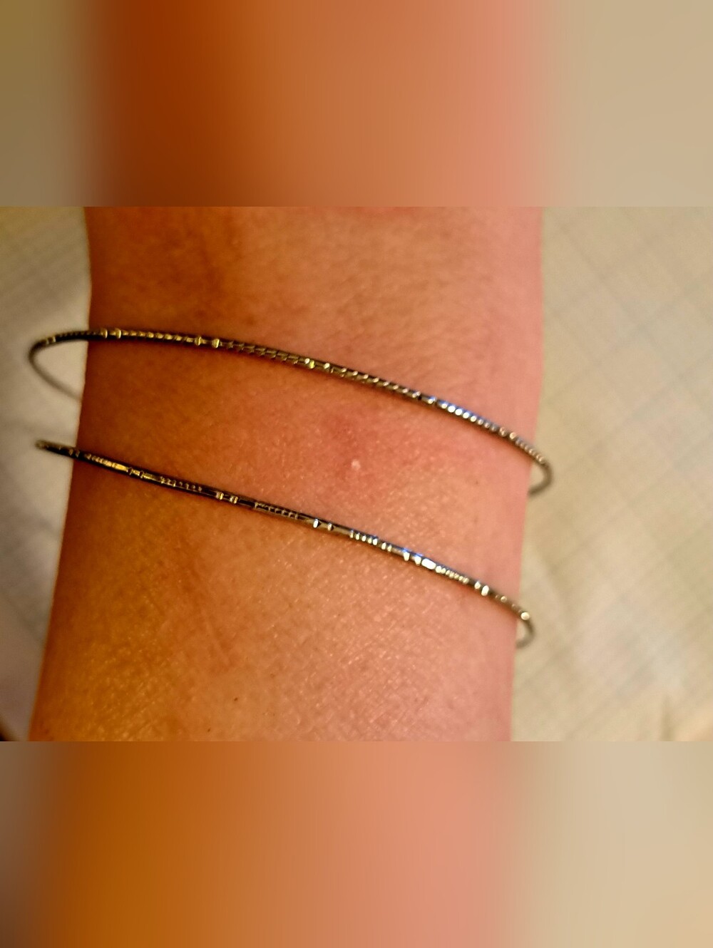 Delicate Silver-Tone Women's Bangle Bracelet Pair Of 2